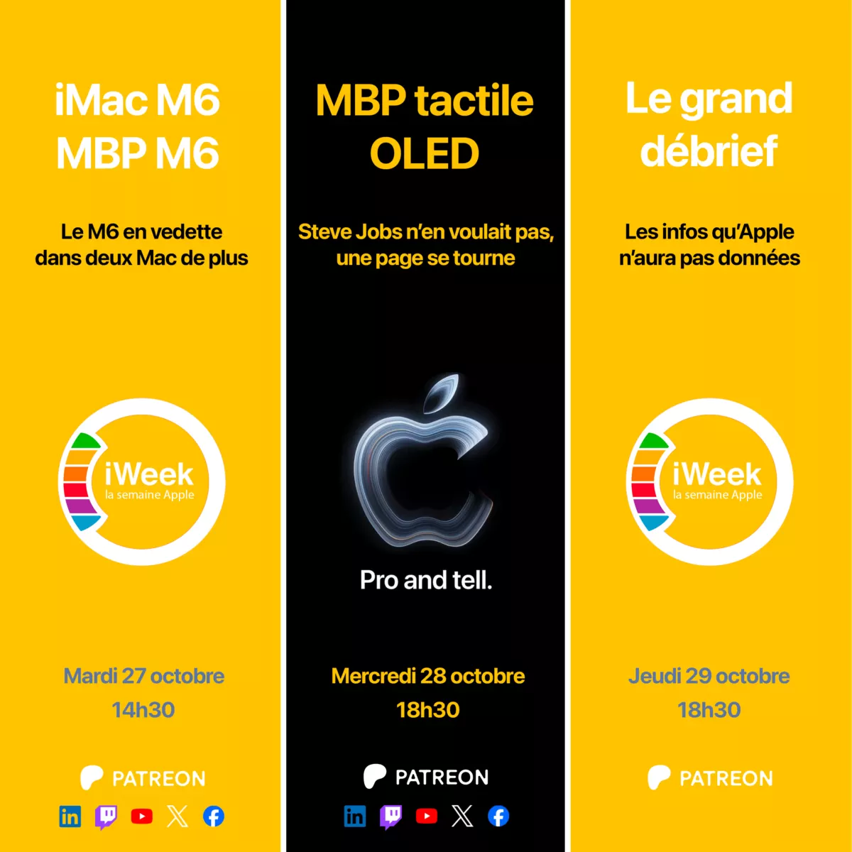 Pro and Tell = 4 lives en 72 heures, les 26, 27, 28 et 29 octobre 2026